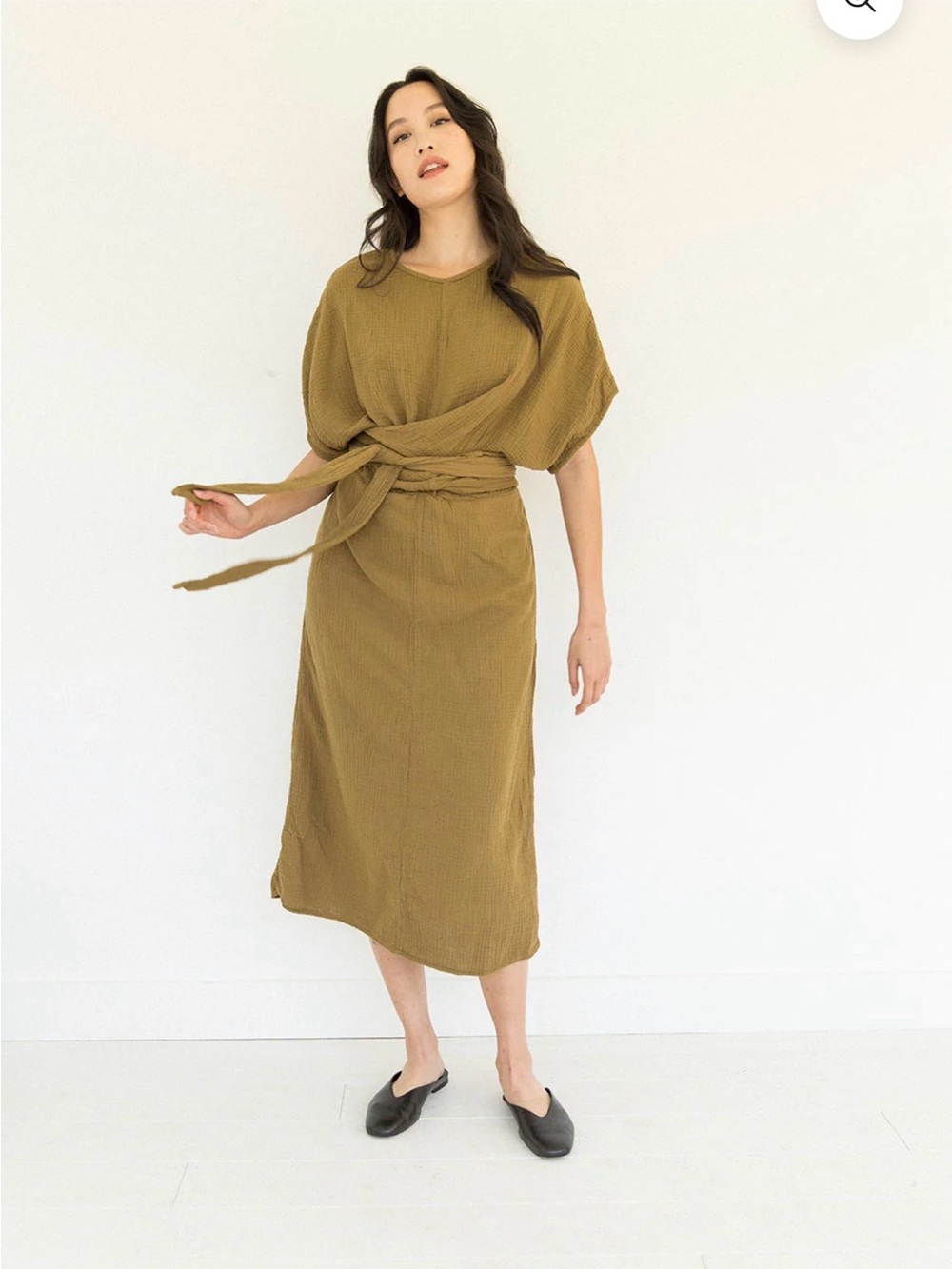 Suunday • Olive Green Gauze Wrap Dress
